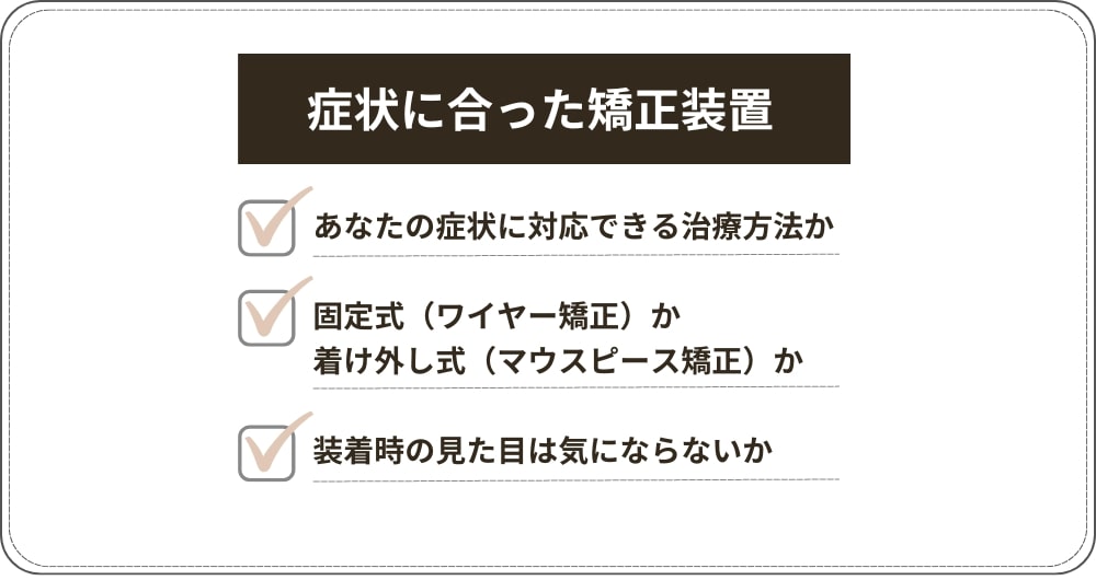 症状に合った矯正装置