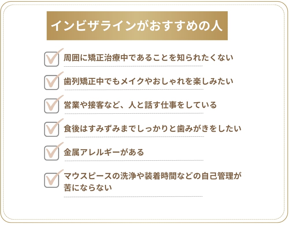 こんな人にはインビザラインがおすすめ