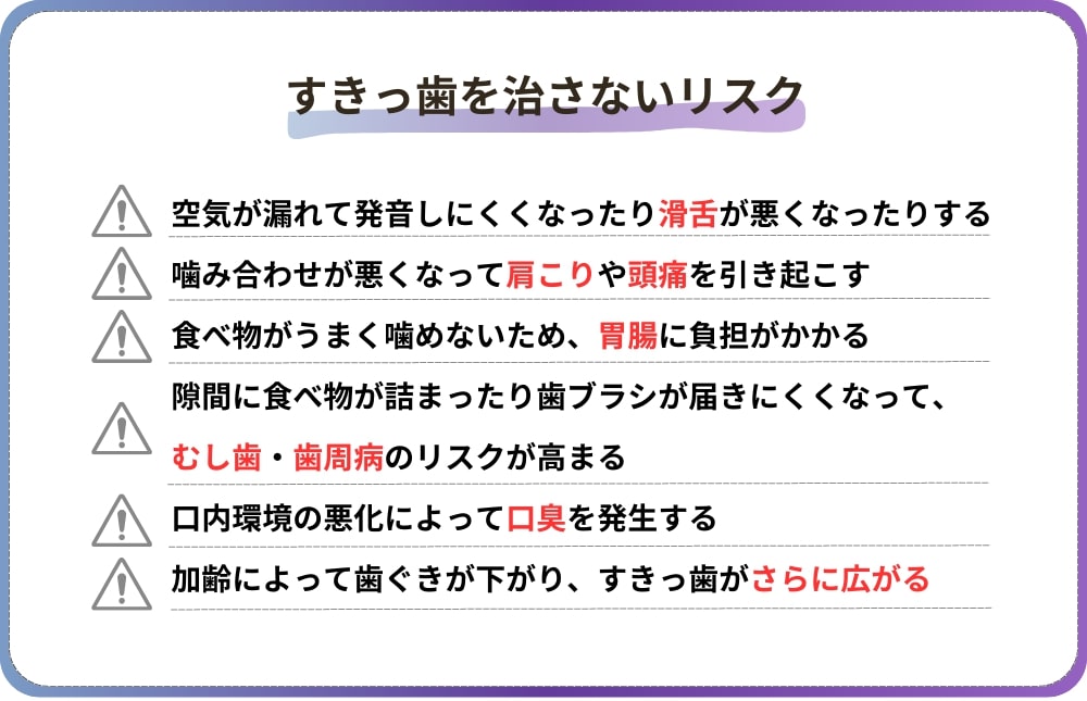 すきっ歯をこのまま治さないリスクとは？