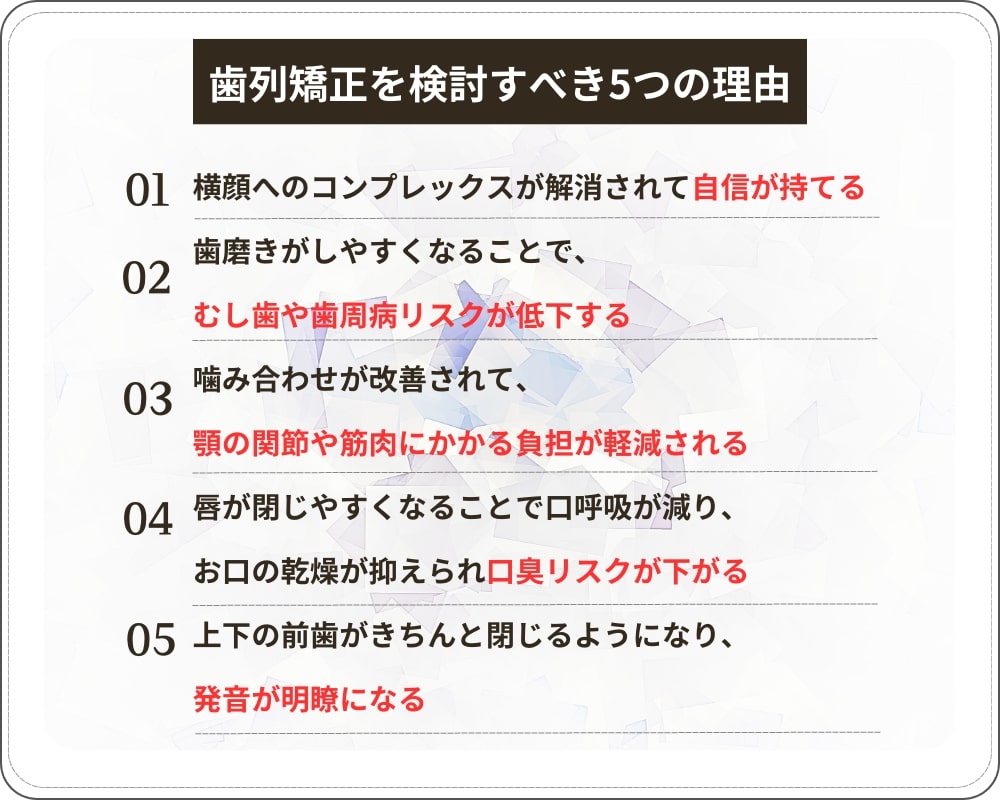 口ゴボは歯列矯正を検討すべき5つの理由